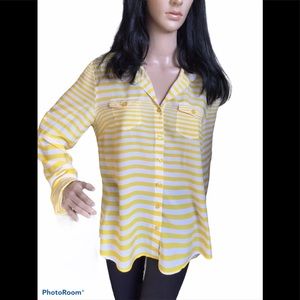 Velvet Heart Yellow/White Stripe Button Down Shirt